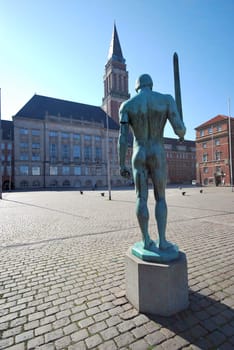 Town hall in Kiel with swordsman