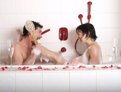 Couple in bathtub