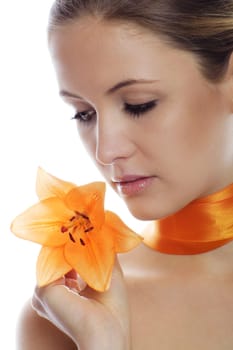 Woman with orange lily