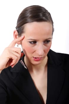 Businesswoman thinks