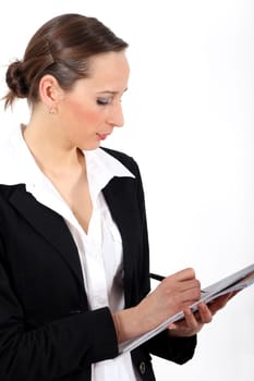 Guest woman taking notes