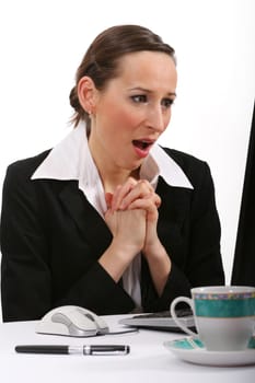 Businesswoman surprised at workplace