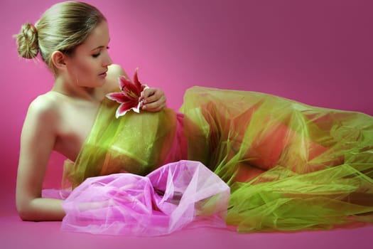 Model with lily