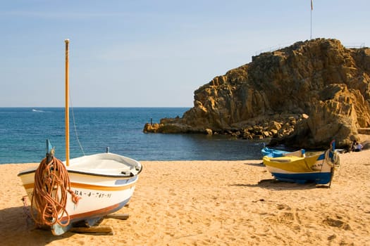 Fishing boat on the beach of Blanes in Spain