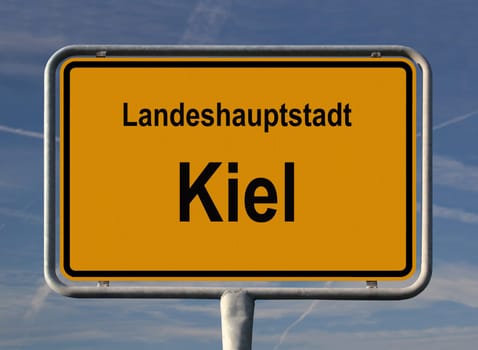 Town sign for the state capital Kiel