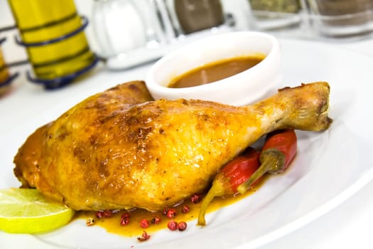 Chicken leg with rocket salad and zw