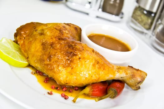 Chicken leg with rocket salad and zw