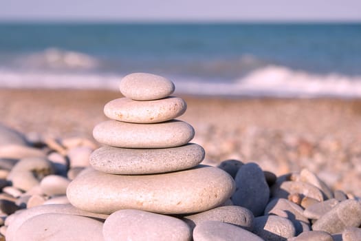 Pile of stones on the beach