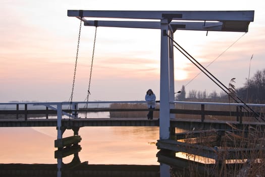 Old Dutch wooden lift-bridge