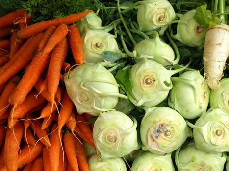 Carrots and kohlrabi