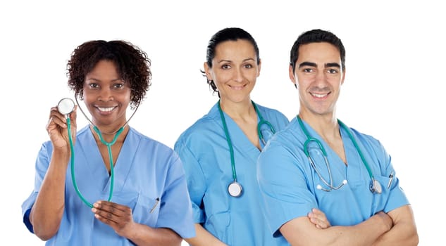 Medical team of three doctors