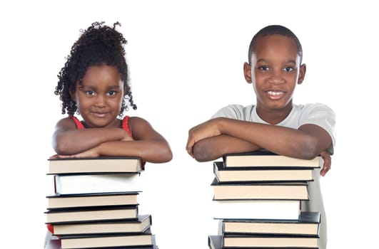 brothers supported on a stack of books