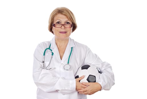 Doctor holding soccer ball