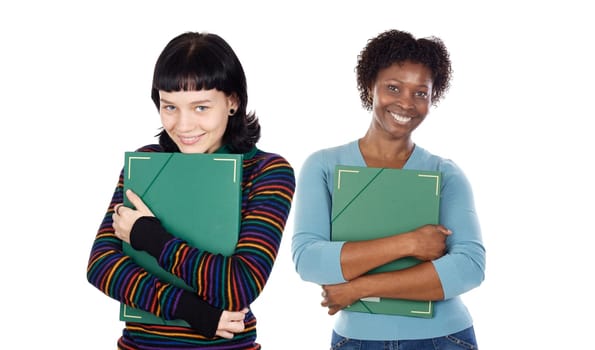 Attractive students with book