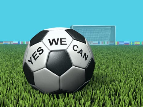 Football with the inscription YES WE CAN