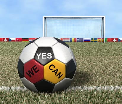 National football in front of goal