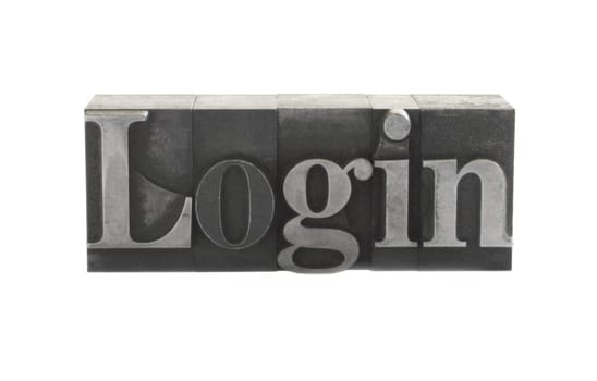 login in old metal type