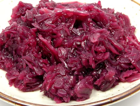 Red cabbage cooked on a plate