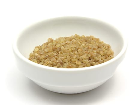 Bulgur in a porcelain bowl