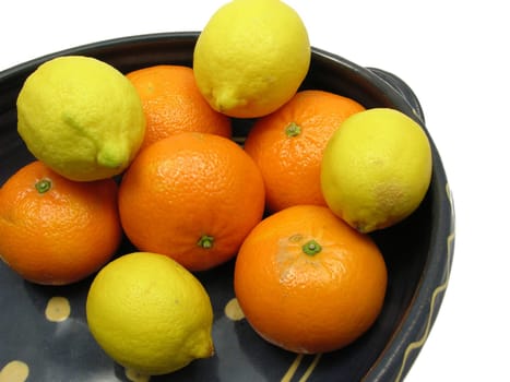 Ceramic bowl with lemons and tangerines