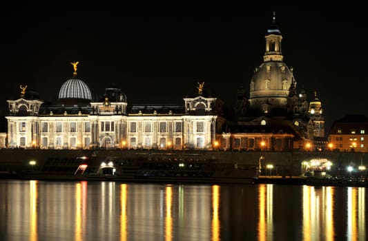 Academy of Fine Arts and Church of Our Lady at night.