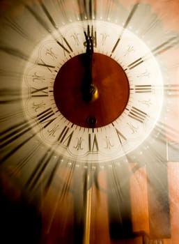 Vintage clock blurred in