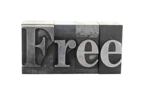 free in old, ink-stained metal type