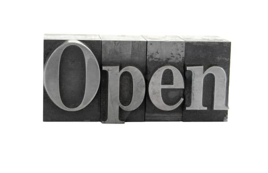 open in old metal type