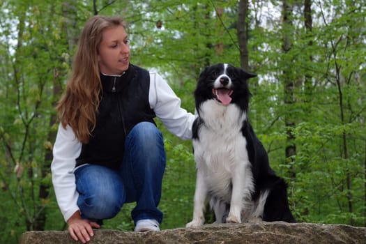 Woman with Border Collie