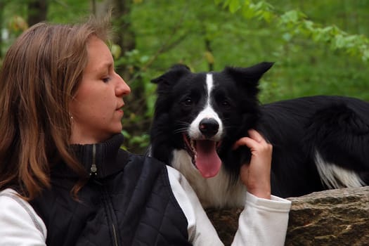 Woman with Border Collie