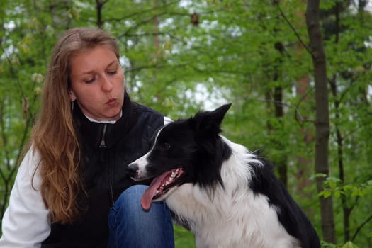 Woman with Border Collie