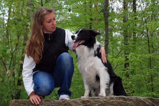 Woman with Border Collie