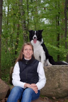 Woman with Border Collie