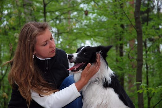 Woman with Border Collie