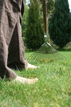 Gardening with rake