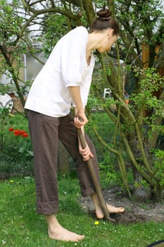 Gardening with shovel