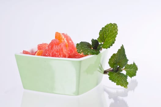 Fruit salad in green bowl