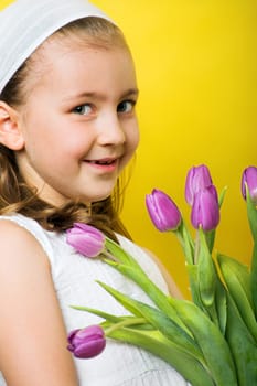 Girl with tulips