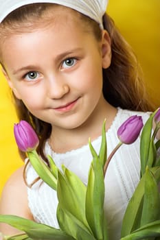 Girl with tulips
