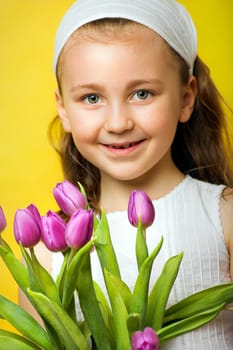 Girl with tulips