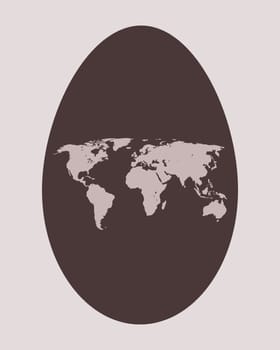 Symbolic representation of the continents in an egg at Easter time