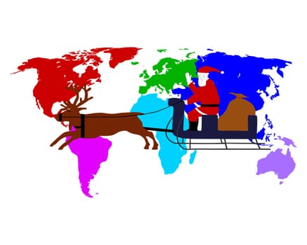 Santa Claus over the continents