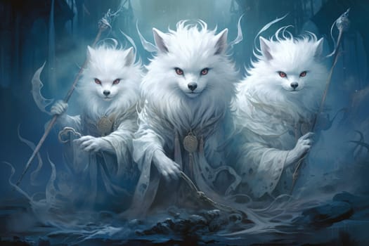 Enter the enchanting realm of the curious spirit foxes, mystical creatures that possess the ability to effortlessly traverse between the ethereal spirit world and the tangible physical realm.
