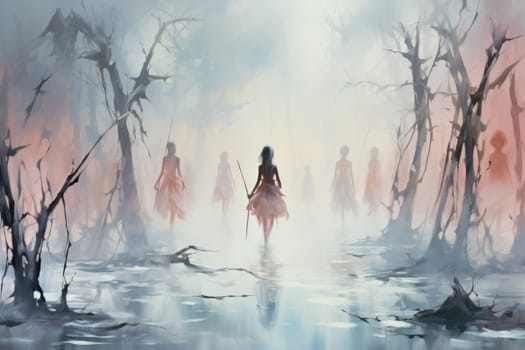 In the realm of fantasy, elusive mist walkers roam, their ethereal forms blending seamlessly with the swirling mists.