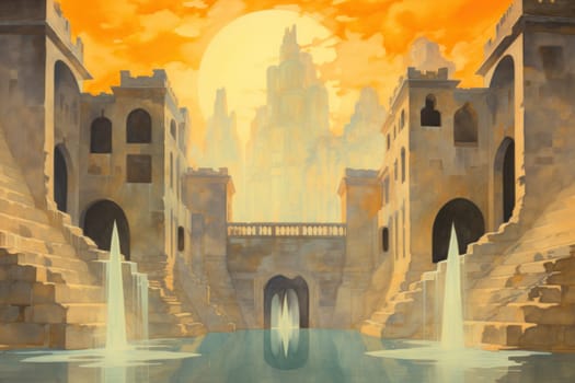 In the realm of fantasy, eerie and ethereal, ancient ruins and crumbling castles are shrouded in an unsettling atmosphere, haunted by ghostly apparitions.