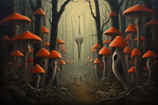 In the realm of fantasy, there exist mystical and enchanting places where giant talking mushrooms thrive in dense forest groves.