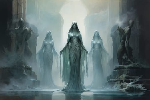 In the realm of fantasy, ethereal mist guardians watch over sacred sites, their presence veiled in a shroud of mist and mystery.
