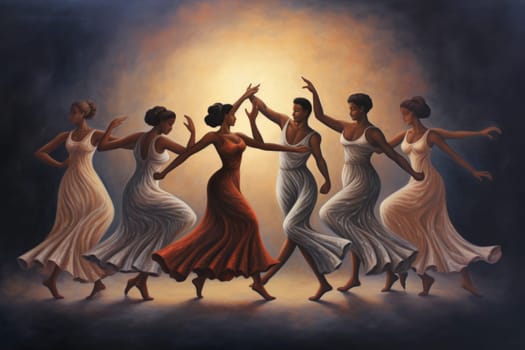 In the realm of fantasy, graceful moonlit dancers captivate with their ethereal movements, perfectly synchronized with the celestial rhythms.