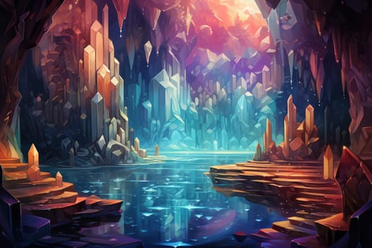 Enter a realm of enchantment where fantasy comes to life. Behold the mesmerizing sight of harmonious waterfalls adorned with radiant crystals.