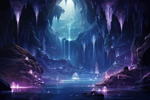 Enter a realm of enchantment where fantasy comes to life. Behold the mesmerizing sight of harmonious waterfalls adorned with radiant crystals.